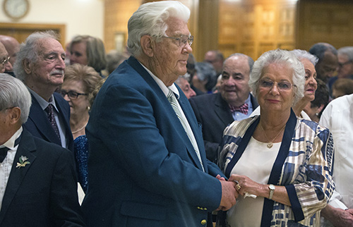 Kenneth and Elsie Stronggreen, married 60 years, renew their wedding vows.