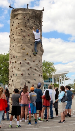 A rock-climbing wall was part of the festivities for the Marist Brothers 200th Anniversary Picnic, held at Christopher Columbus High School in Miami.