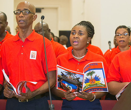 Notre Dame d'Haiti's choir sings during the Mass for Haitian Flag Day May 18 at Notre Dame d'Haiti Church.