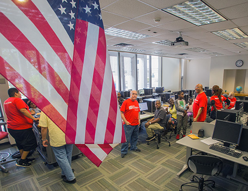 New American volunteers help legal permanent residents apply for citizenship during the New Americans Campaign citizenship clinic at Miami Dade College North Campus May 20.