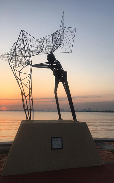 This sculpture of St. Peter "fishing" overlooks Biscayne Bay outside the John Paul II Retreat Center in Miami. It is a reminder that Jesus called his disciples to be "fishers of men."