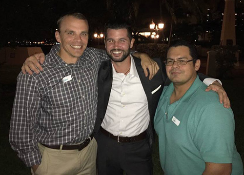 From left, Steve Flanagan, Eddie Gonzalez and Juan Campos get to network with peers at Catholic Young Professionals events.