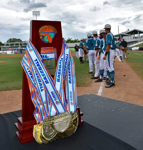 Archbishop McCarthy's 2017 Division 6A state championship in baseball is their third straight win and seventh in school history. th state title in school history. The Mavericks are ranked No. 2 in the USA Today and MaxPreps.com national polls.