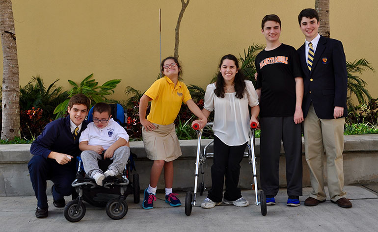 From left to right, some of the stars of the Project SHIELD film: Ivan and Nicholas Cabrera, Dani Llano, Lauren Martinez and Alejandro and Andres Dones. All appear in a film made by Andres entitled Project SHIELD, which has been presented at Andres' school, Belen Jesuit Prep, and in several other archdiocesan elementary schools.