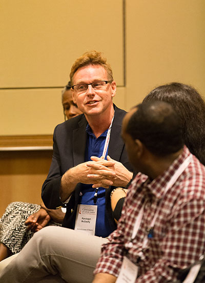 Randy McGrorty, attorney and director of Catholic Legal Services, speaks at a meeting of Miami delegates following the 2017 Convocation of Catholic Leaders in Orlando July 1-4.