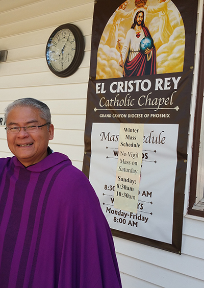Father Rafael Bercasio, administrator of El Cristo Rey Chapel inside Grand Canyon National Park, pastors one of the smallest and most uniquely located churches in the U.S.