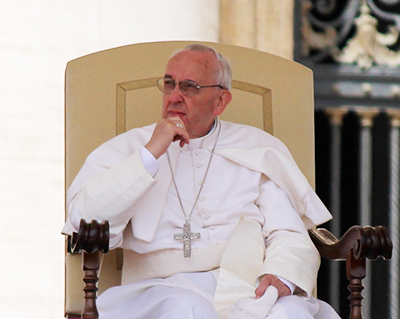 Pope Francis is pictured here in a file photo at one of his general audiences. (CNA photo)