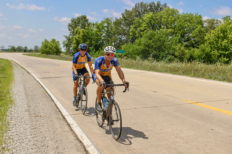 Matthew George, in front, with fellow Journey of Hope rider  Layton Rogers. They are one of three teams of riders going cross-country to raise funds and awareness this summer for a host of adult and youth disabilities, both mental and physical. All the teams are set to arrive in Washington, D.C., Aug. 12.