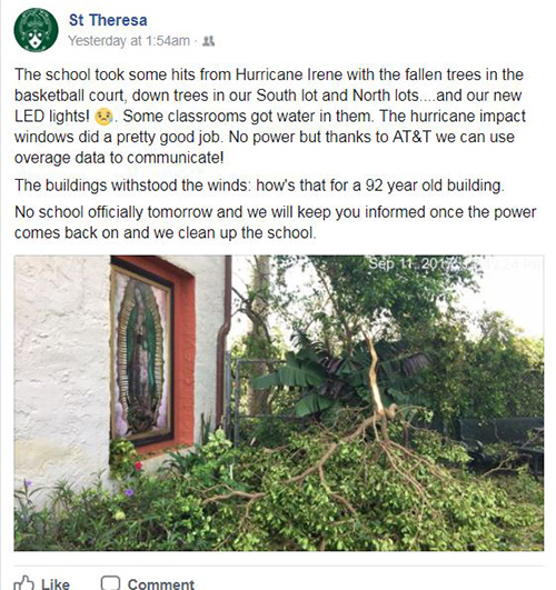 St. Theresa School in Coral Gables was one of many archdiocesan schools and parishes that communicated with parishioners and parents via social media.
