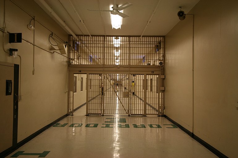 View of the death row corridor at the Florida state prison in  Starke.