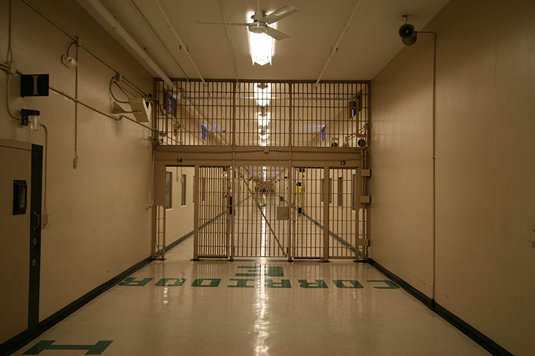View of the death row corridor at the Florida state prison in Starke.