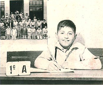 The future Bishop Enrique Delgado is shown here as a student, age 11, in his native Peru.