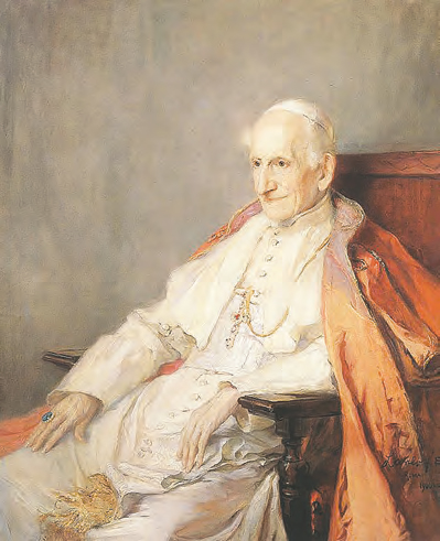 El Papa Le&oacute;n XIII (1900). &Oacute;leo sobre tela de Phillip de L&aacute;szl&oacute;. Galer&iacute;a Nacional de Hungr&iacute;a.