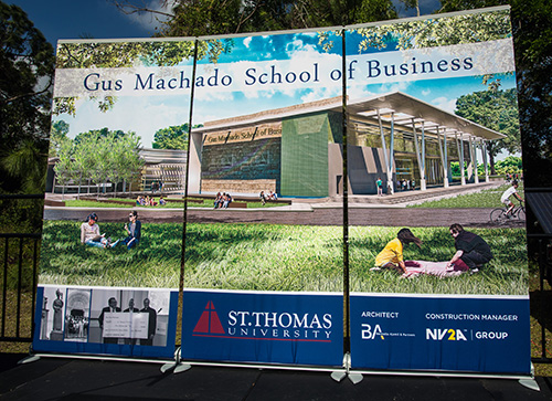 Officials broke ground Jan. 24 for the Gus Machado School of Business complex at St. Thomas University.