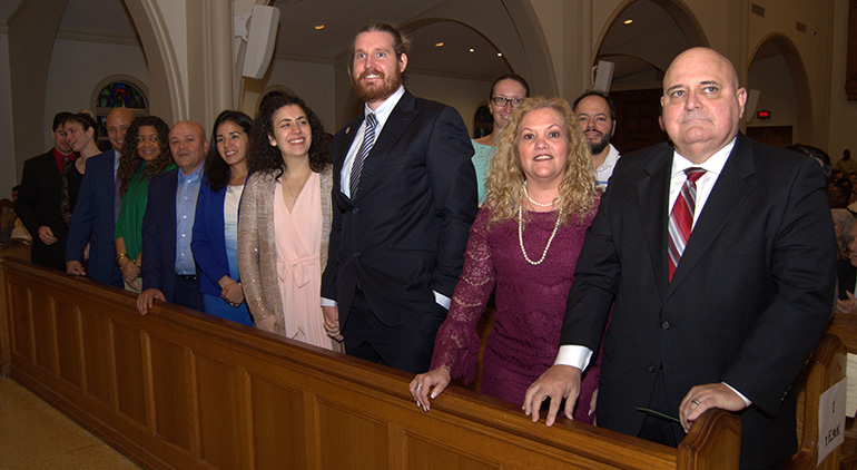 Couples observing their first wedding anniversary took the front pews during the annual Anniversary Mass at St. Mary Cathedral -- just across the aisle from those celebrating 50 or more years.