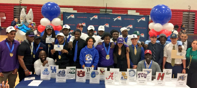 Here's the group of 21 Chaminade-Madonna student athletes who signed letters of intent Feb. 7 to play football, baseball, soccer and golf at the college level.