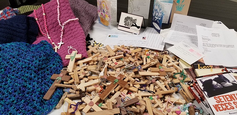 Handcrafted crosses, rosaries, prayer cards and prayer shawls are among the gifts that arrived at Mary Help of Christians Church in solidarity with the Parkland shooting that occurred less than a mile away.