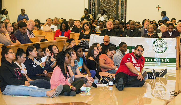 PACT members filled Notre Dame d'Haiti Church for their annual Nehemiah Action Assembly, March 19, 2018.