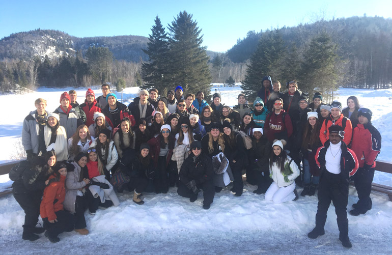 Snowy seniors: Following a tradition of nearly 40 years, 54 Pace students participated in the Senior Class Study Abroad to Canada experience.