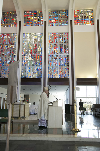 Archbishop Thomas Wenski preaches his homily during the Mass at St. Raphael's Chapel on the grounds of St. John Vianney College Seminary in Miami. More than 150 representatives from dozens of parishes gathered at St. John Vianney College Seminary April 14, 2018, for Planting the Seeds, the first archdiocesan stewardship conference, sponsored by the Development Office.