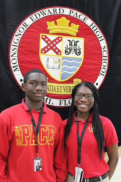 Eudens, 19, and Tajmara Antoine, 18, now graduates of Msgr. Edward Pace High, migrated to Miami from Haiti after the earthquake in 2010, and are the first of their family to attend college.