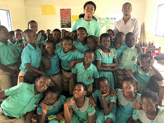 Pace High School Senior David Barbier, top center, with a group of students during his trip to Ghana this summer with the Nyah Project Fellowship.