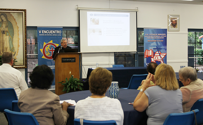 As part of the 40th anniversary celebration for SEPI, the SouthEast Pastoral Institute, Bishop Octavio Ruiz Arenas, secretary of the Pontifical Council for the New Evangelization, spoke about how Pope Francis conveys his expectations for re-evangelizing the world.