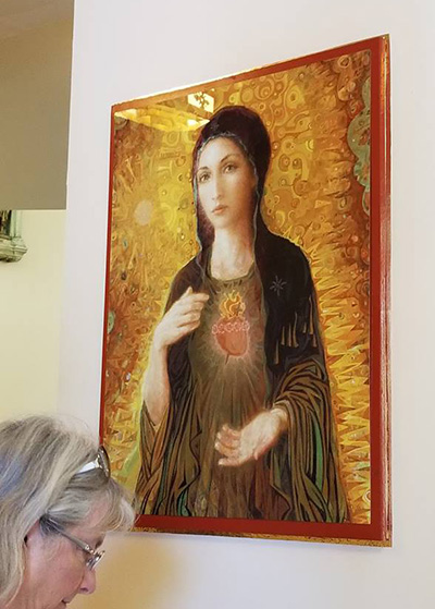 Artist Cameron Smith's "culturally correct" image of the Immaculate Heart of Mary is seen here at the entrance to the Basilica of St. Mary Star of the Sea in Key West.