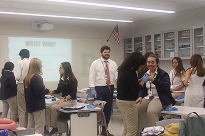 Aimee Viana, executive director of the White House Initiative on Educational Excellence for Hispanics, visited her alma mater, St. Brendan High, to highlight its innovative educational programs and accompanying infrastructure.