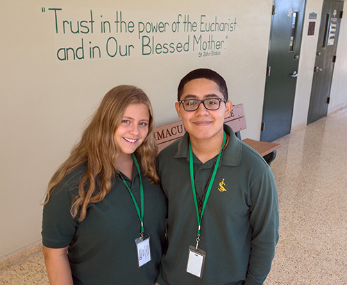 Immaculata-LaSalle seniors Isabella Fraguio, 17, and Julio Soriano, 17, serve as campus ministers for their classmates.