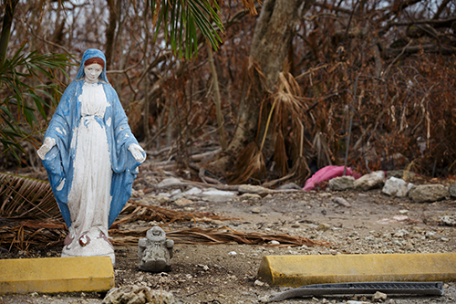 A statue of Our Lady stands among the debris at the Miami archdiocesan church most devastated by Hurricane Irma, St. Peter the Fisherman in Big Pine Key.