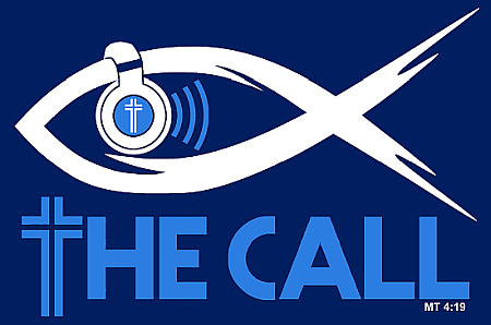 Cheeky T-shirt design for the band The Call shows a fish with headphones. The Bible verse, Matthew 4:19, quotes Jesus saying his disciples will become "fishers of men."