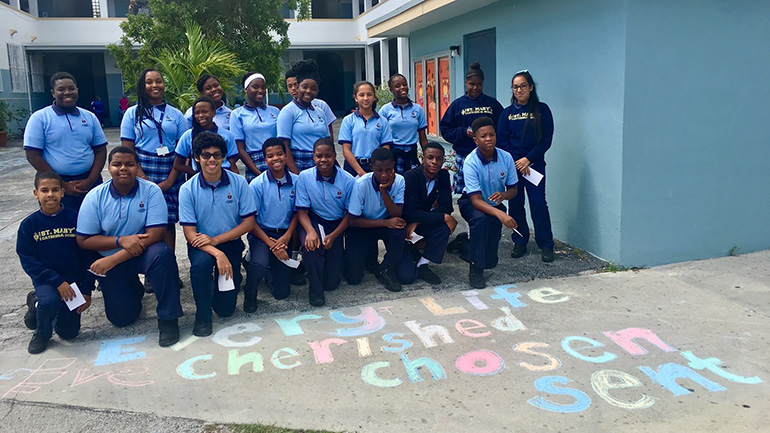 St. Mary Cathedral School kicked off Respect Life Month by celebrating National Pro-Life Chalk Day Oct. 2. Students from all grade levels wrote out pro-life messages to help promote what St. John Paul II dubbed “a culture of life.”