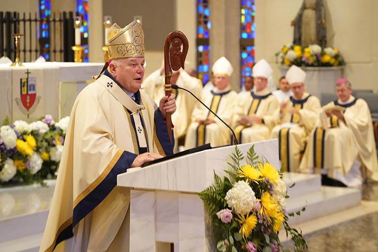 Florida's other bishops listen as Archbishop Thomas Wenski preaches the homily during Mass Oct. 12 prior to the annual Friends of the Seminary dinner at St. Vincent de Paul Regional Seminary in Boynton Beach, which serves all the dioceses in Florida and several outside the state..