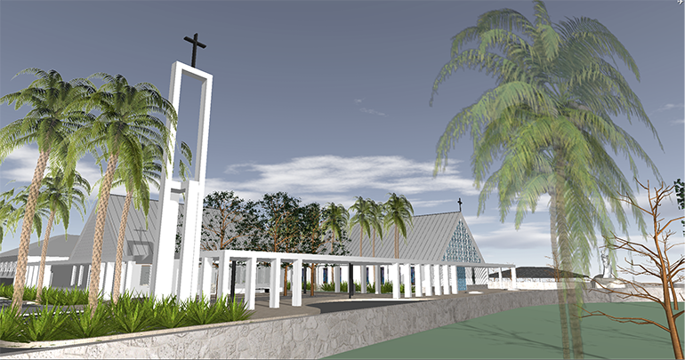 Oppenheim Architecture's rendering of the entry drive to the future St. Peter the Fisherman Church in Big Pine Key.