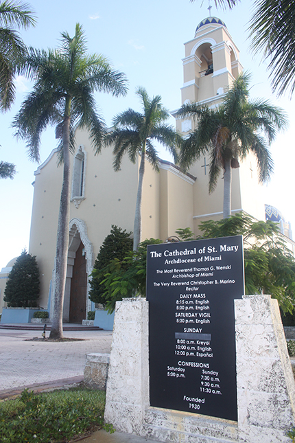 The front of the Cathedral of St. Mary.