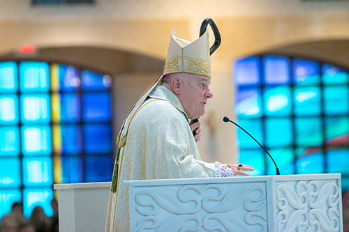 Archbishop Thomas Wenski preaches the homily at the opening Mass of the annual Catechetical Day, held Nov. 3 at St. Mark Church in Southwest Ranches.