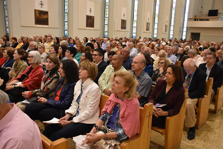 Ticketed guests fill Corpus Christi Church Nov. 4 for the first of the 2018-2019 Martha/Mary-Yamaha Concert Series (formerly known as St. Martha-Yamaha concerts). The first performance in the new venue celebrated the music of Bernstein and Gershwin.
