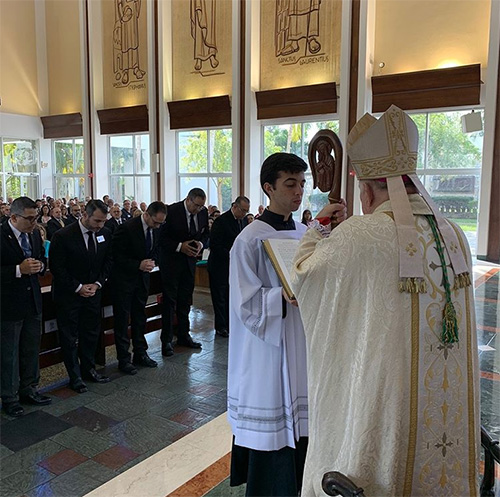 Archbishop Thomas Wenski posted this photo on his Instagram account Nov. 17, 2018: "At St John Vianney College Seminary for Deacon Convocation. During Mass six men who aspire to deaconate received candidacy. Convocation continues with talks till mid afternoon."