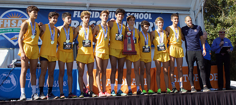 Belen Jesuit's cross-country team, coached by Frankie Ruiz, won its 10th state championship, repeating last year's feat and tying with Largo for the most championships in state history.