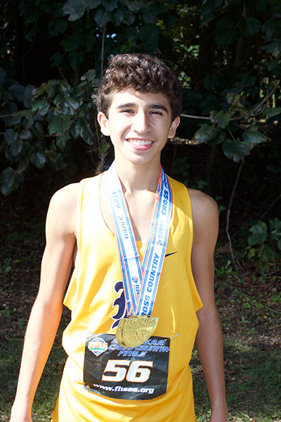 Belen Jesuit sophomore Javier Vento placed first in the 5K run at the Class 3A state boys cross-country championships to lead the school to its 10th state championship. He is Belen's fifth individual champion.