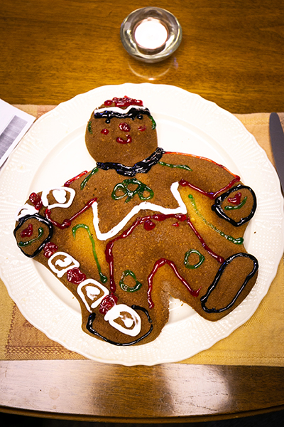 Dolores Hanley McDiarmid's gingerbread man is ready for tasting Dec. 22 at a Christmas gathering at St. Gabriel Parish in Pompano Beach.