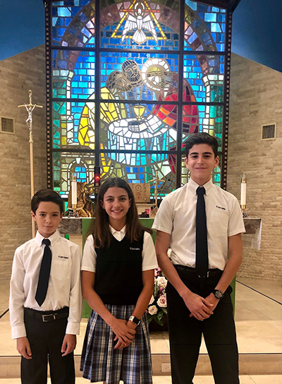 St. Agnes Academy's 2019 ISSF Star Students are, from left: Santiago Perez-Loperena, Andrea Montaner, and Nicolas Nadal.