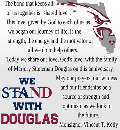 This is the prayer students at St. Thomas Aquinas High School recited on the anniversary of the shooting at Marjory Stoneman Douglas High School in Parkland.