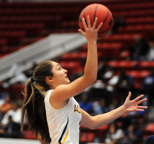 St. Thomas Aquinas junior guard Bella LaChance drives for a layup in the first half of Tampa Bay Tech's 58-52 overtime victory March 2 in the FHSAA Class 8A girls basketball state championship game in Lakeland. LaChance had a game-high 18 points for the Raiders.