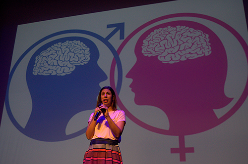 Mari Pablo discusses differences between men and women during Chastity Day rally, held in Pembroke Pines.
