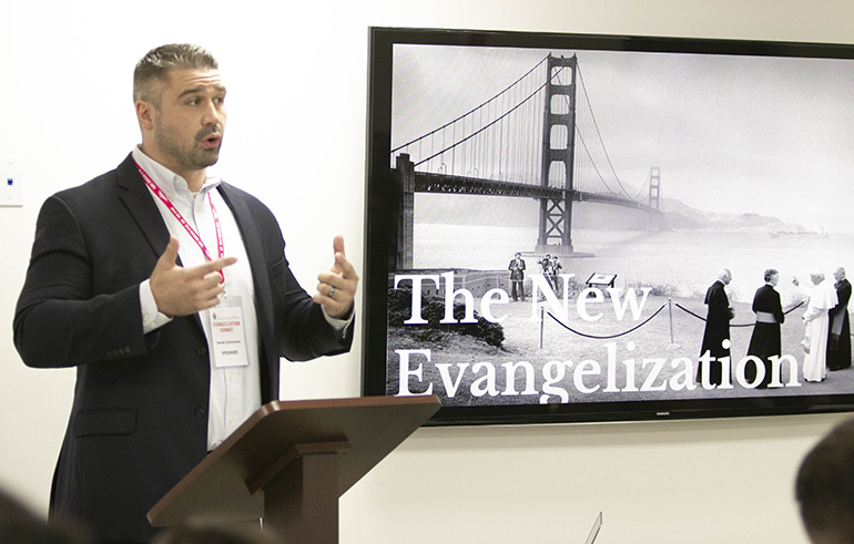 Jared Zimmerer, director of the Word on Fire Institute,  was one of two keynote speakers at the archdiocesan Evangelization Summit, March 16, 2019, at Msgr. Edward Pace High School in Miami Gardens.