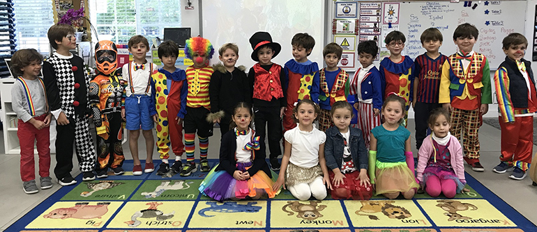 PreK4 students at St. Agnes School in Key Biscayne dress like circus performers after studying a unit on the circus.