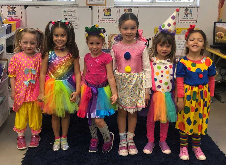 PreK4 students at St. Agnes School in Key Biscayne dress like circus performers after studying a unit on the circus.