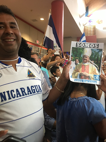 Wilson Lacayo, a Nicaragua native who has lived in Miami for the last 35 years, said he went to St. Agatha to celebrate Mass with Managua's Auxiliary Bishop Silvio Báez because he "has supported us in every struggle and he always asks God for all of us, that Nicaragua will be free."